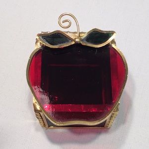 Apple Glass Hinged Trinket Box